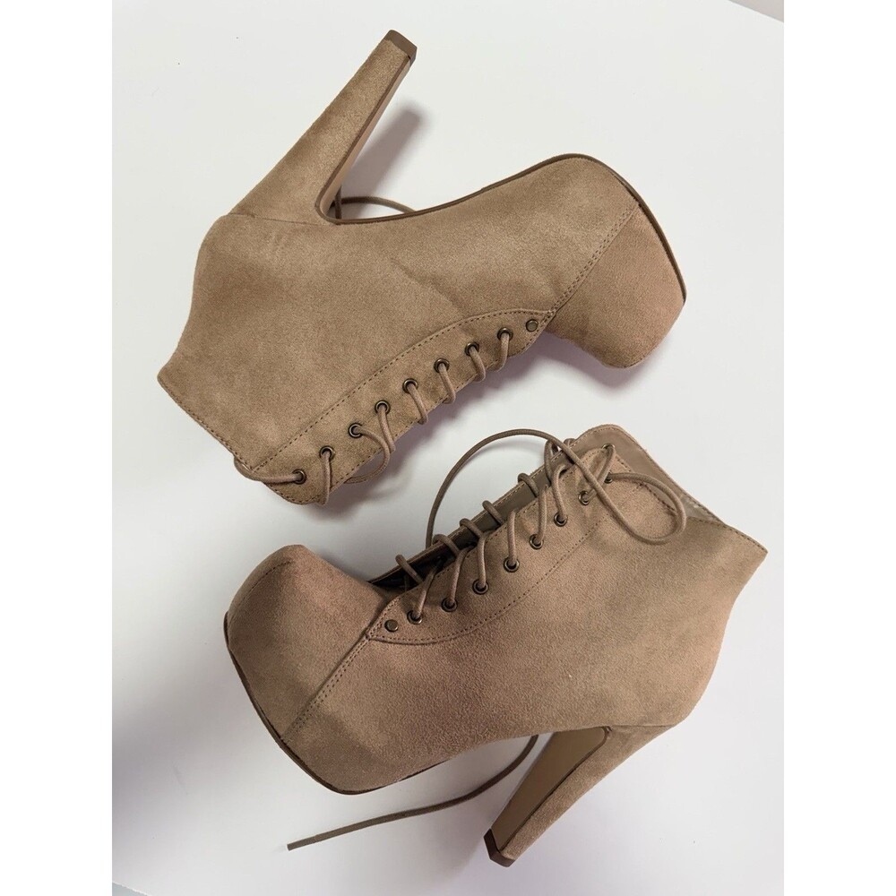 Speed 98 Nude Platform Lace Up Ankle Booties High Heel Boots Women Size